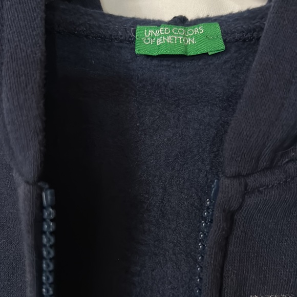 Benetton Zip Up Hoodie - Navy Blue - Size S - Picture 3 of 4